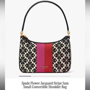 Kate Spade Flower Jacquard Stripe Sam Small Convertible Shoulder Bag NWT